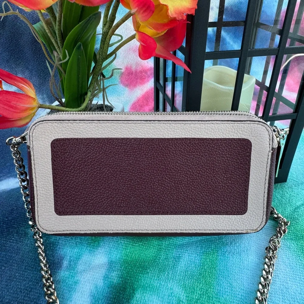 Kate Spade Burgundy and Cream Crossbody Bag‎ With Chain Strap